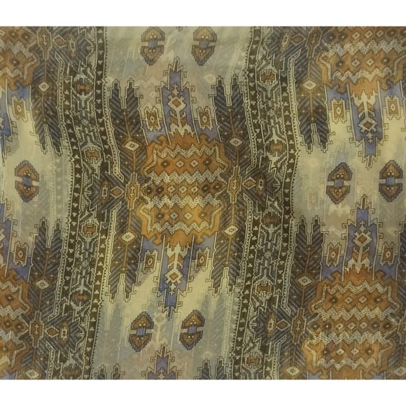 GRANDEUR COLLECTION Beige Geometric Silk Scarf 70"/ 23” EC - Picture 6 of 10